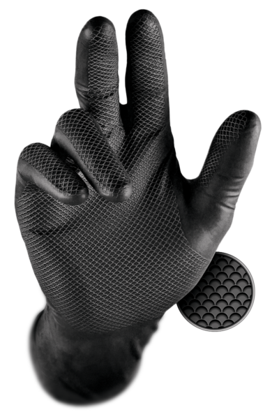 Rękawiczki warsztatowe z nitrylu Grippaz PREMIUM czarne rozmiar L, op. 50 szt 246BL
