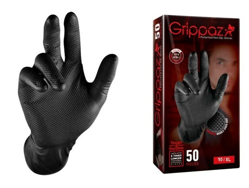 Rękawiczki warsztatowe z nitrylu Grippaz PREMIUM czarne rozmiar XL, op. 50 szt 246BL